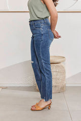 MOMA Stylish Blue Distressed Flare Jeans