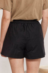 MOMA Comfortable Black Elastic - Waist Shorts