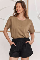 MOMA Comfortable Black Elastic - Waist Shorts