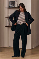 MOMA Stylish Black Belted Wide - Leg Trousers