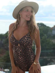MOMA Trendy Leopard Print One - Piece with Cut - Out