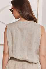 MOMA Casual Linen Sleeveless Resort Top