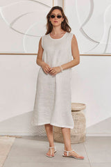MOMA Relaxing Linen Sleeveless Holiday Dress