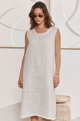 MOMA Relaxing Linen Sleeveless Holiday Dress