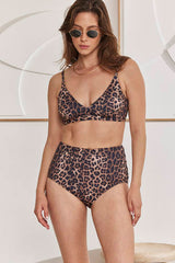MOMA Timeless Leopard V - Neck Swimwear Top