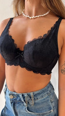 MOMA Black Lace Underwire Bra – Sophisticated Floral Elegance