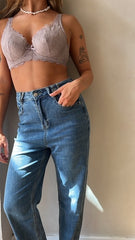 MOMA Dusty Pink Lace Bra – Elegant Floral Underwire Lingerie for Everyday Comfort