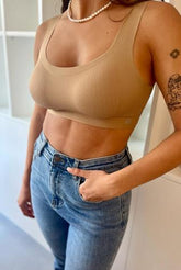 MOMA Ribbed Beige Bra: Seamless Comfort for Effortless Style
