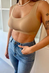 MOMA Ribbed Beige Bra: Seamless Comfort for Effortless Style