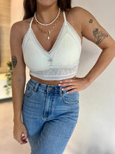 MOMA White Lace Halter Bra: Elegant Details for Timeless Charm