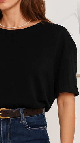 MOMA Chic Black Short - Sleeve Top: Elevate Your Casual Look Instantly