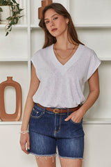 MOMA White V - Neck Sleeveless Top | Effortless Casual Chic