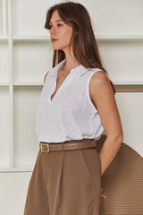 MOMA White Polo Neck Top | Relaxed Fit for Easy - going Looks