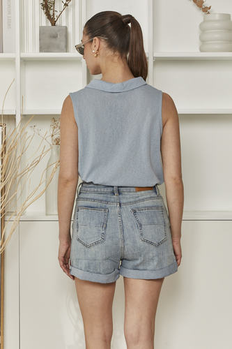 MOMA Sleeveless Polo Shirt | Light Blue, Fresh & Stylish for Warm Days