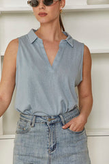 MOMA Sleeveless Polo Shirt | Light Blue, Fresh & Stylish for Warm Days