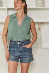 MOMA Casual Polo Shirt | Green Sleeveless for Easy - going Days