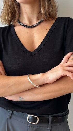 MOMA Relaxed Fit V - Neck Top | Black, Timeless & Stylish