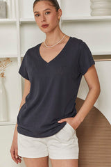 MOMA Casual V - Neck Shirt | Navy Blue for Easy - going Days