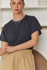 MOMA Navy Blue Crew - Neck Tee | Effortless Casual Elegance