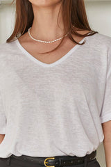 MOMA Relaxed Fit V - Neck Top | White, Timeless & Airy