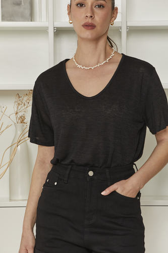 MOMA Black V - Neck Garment | Comfort Meets Fashion Flair