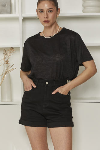 MOMA Casual Crew - Neck Shirt | Black for Easy - going Days