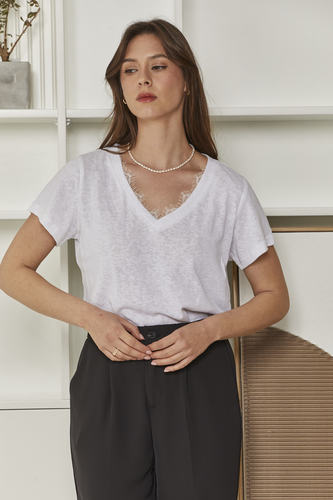MOMA White V - Neck Garment | Comfort Meets Delicate Fashion
