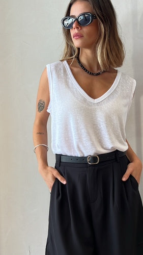 MOMA Relaxed Fit V - Neck Tank | White, Breezy & Stylish