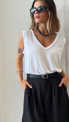 MOMA Relaxed Fit V - Neck Tank | White, Breezy & Stylish