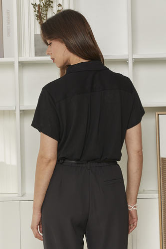 MOMA Black Short - Sleeve Shirt | Effortless Sophisticated Chic