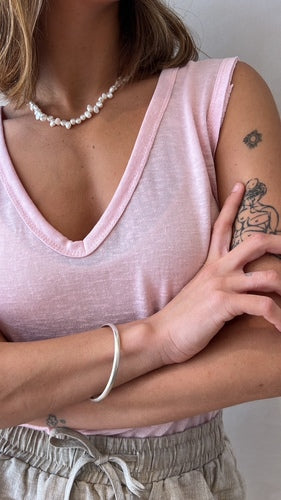 MOMA Pink V - Neck Tank Garment | Perfect for Polished Casual Outfits