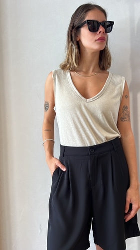 MOMA Beige V - Neck Tank | Minimalist Design, Max Versatility