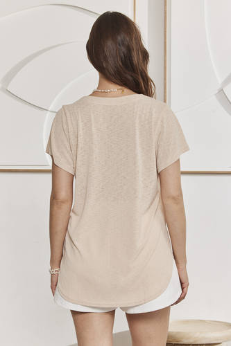 MOMA Beige V - Neck Garment | Comfort Meets Fashion Flair