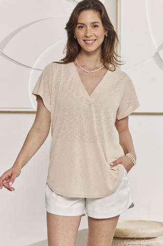 MOMA Beige V - Neck Garment | Comfort Meets Fashion Flair