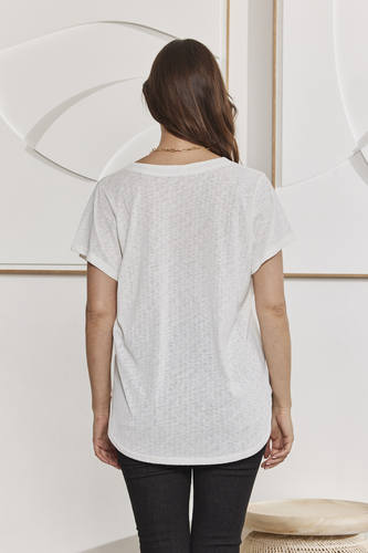 MOMA White V - Neck Tee | Minimalist Design, Max Versatility