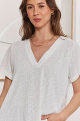 MOMA White V - Neck Tee | Minimalist Design, Max Versatility