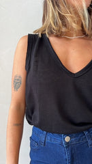 MOMA Casual V - Neck Tank | Black for Easy - going Days