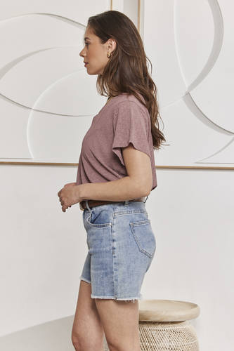 MOMA Wardrobe Essential | Mauve Textured V - Neck Tee