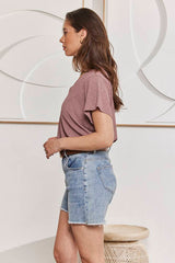 MOMA Wardrobe Essential | Mauve Textured V - Neck Tee