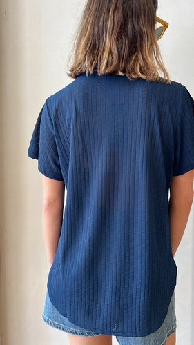 MOMA Navy Crew - Neck Tee | Blend of Comfort and Subtle Detailing