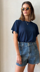 MOMA Navy Crew - Neck Tee | Blend of Comfort and Subtle Detailing