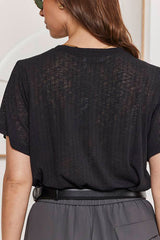 MOMA Black Crew - Neck Top | A Staple for Effortless Polished Charm