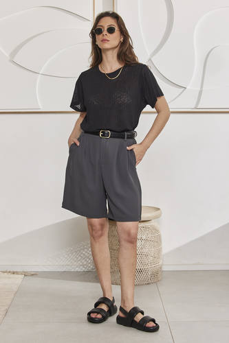 MOMA Black Crew - Neck Top | A Staple for Effortless Polished Charm