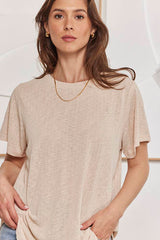 MOMA Beige Crew - Neck Garment | Comfort Meets Fashion Flair