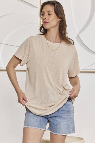 MOMA Beige Crew - Neck Garment | Comfort Meets Fashion Flair