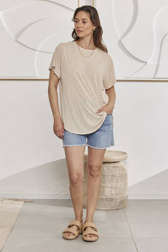 MOMA Beige Crew - Neck Garment | Comfort Meets Fashion Flair