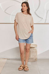 MOMA Beige Crew - Neck Garment | Comfort Meets Fashion Flair