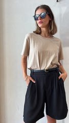 MOMA Beige Crew - Neck Tee | Minimalist Design, Max Versatility