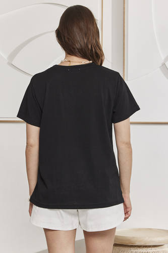 MOMA Black Crew - Neck Graphic Tee | Effortless Casual Chic