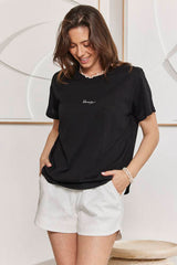 MOMA Black Crew - Neck Graphic Tee | Effortless Casual Chic